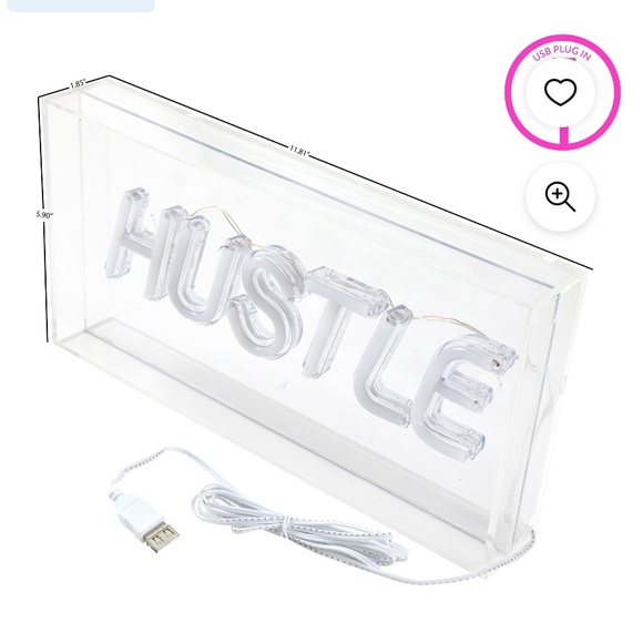 Urban Shop LED Neon Hustle Light-up Clear Acrylic Box, Pink - Picture 6 of 10